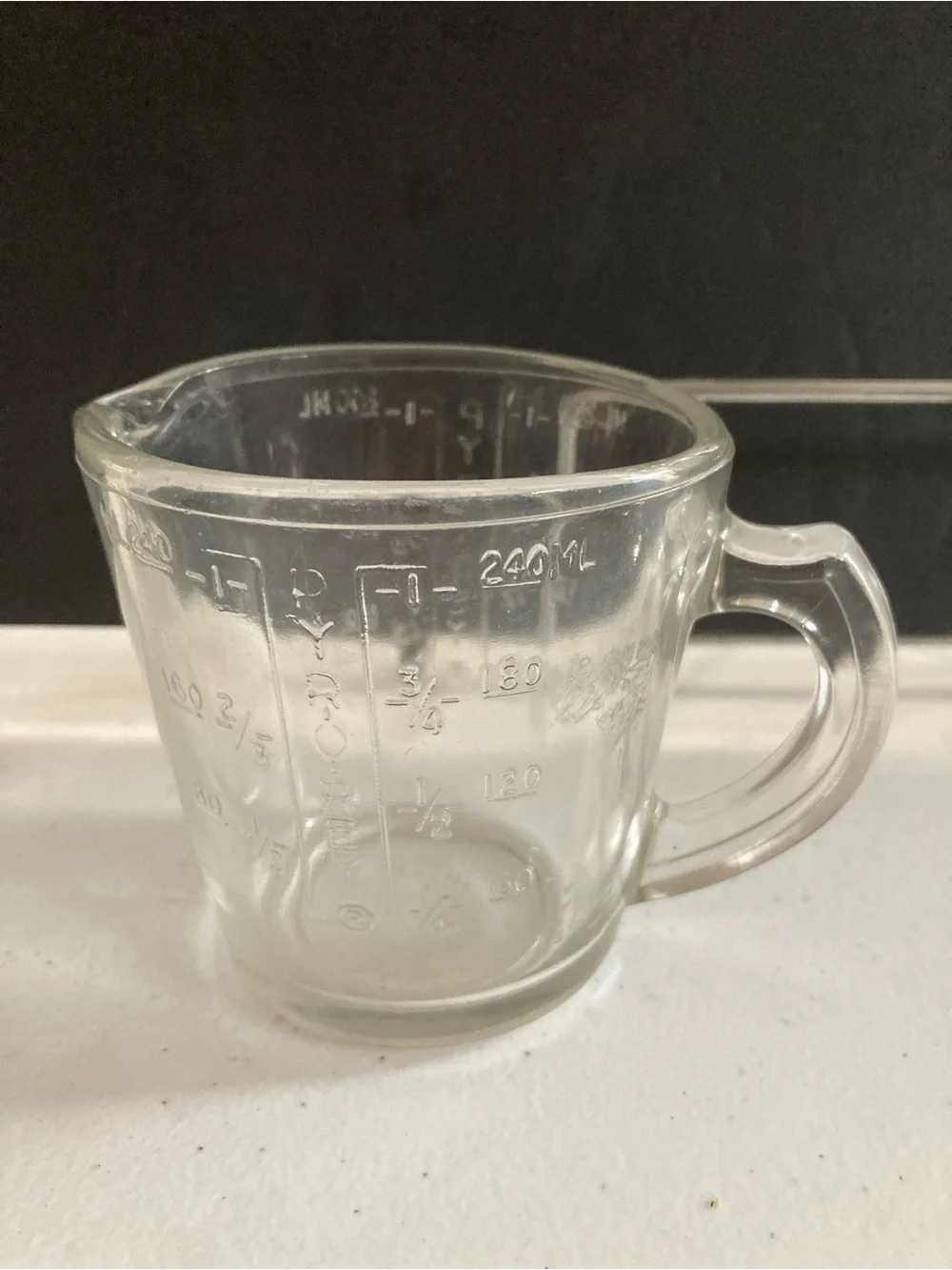 Pyr O Rey Clear Glass Measuring Cup w/Spout Handle Vintage Pyrorey Mexico